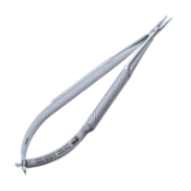 Barraquer Needle Holder, Straight, Delicate 9mm Jaws, Without Lock, Round Knurled Handle, Dull Finish, Overall Length 5-1/4" (134mm) K6-3510,E3828 SWO,4442E,K6-3510,E3828 SWO
